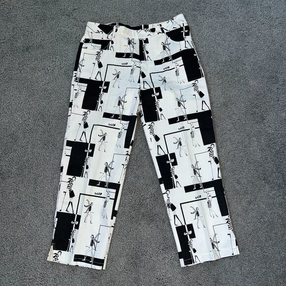 Luxury Japan Pants - Women's GOLF NOVELTY PRINT BLACK & WHITE GOLFERS TROUSERS PANTS- Luxury Japan